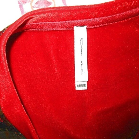 White Stag VELVET Patchwork Size XL BLOUSE Tunic Top POPOVER Glitter STRETCH - Picture 5 of 9